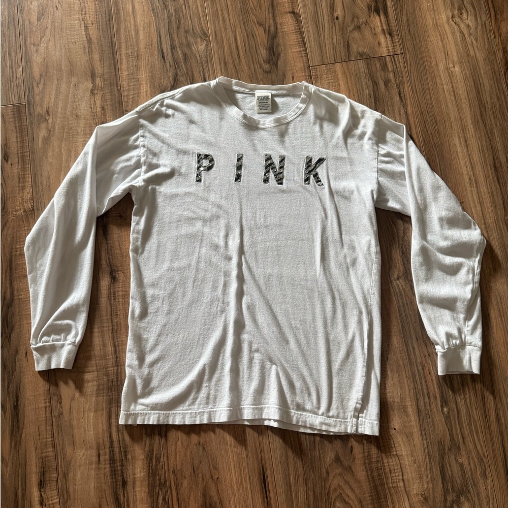 PINK Victoria's Secret White Long Sleeve Tee